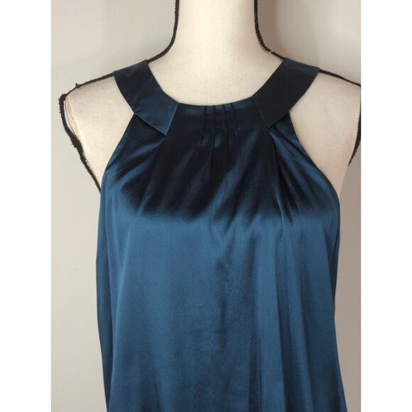 Theory Turquoise 100% Silk Satin Top Women's Medium Business Casual Modest - Picture 3 of 8